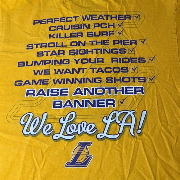 Lakers NBA “Another Day In LA” Adidas Yellow Shirt Sleeve T-shirt Men’s Size Med - Picture 5 of 6